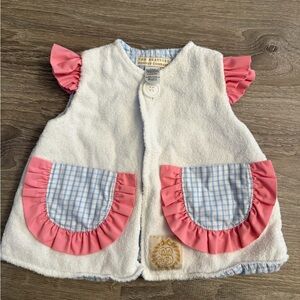 Baby' White and Pink Ruffle swim coverup